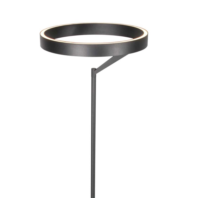 Lámpara de pie de diseño negra con anillo uplight Steinhauer Mykty - Imagen 13