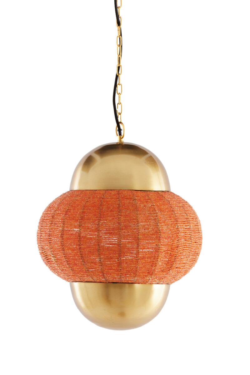 Lámpara dorada con pantalla textil naranja Light & Living Cetara - Ø 33 cm - Imagen 2