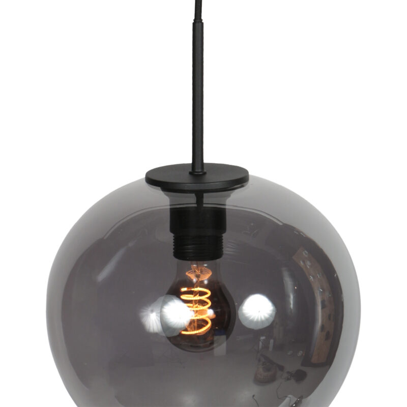 Lámpara colgante negra con esfera suspendida de vidrio ahumado Mexlite HaloSwap - Ø 25 cm - Imagen 4