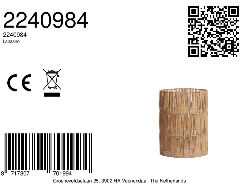 Pantalla de lámpara de ratán cilindro Light & Living Lanzano - Imagen 9