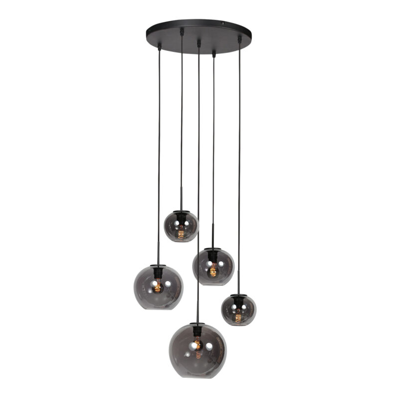 Lámpara colgante negra con esferas de vidrio ahumado Mexlite HaloSwap - Imagen 2
