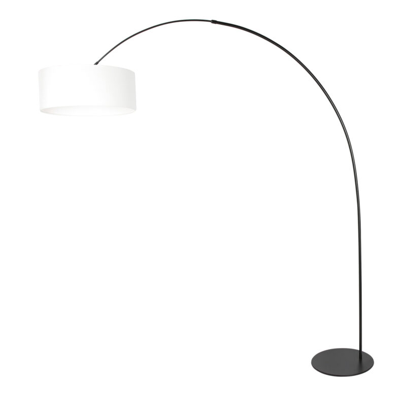 Lámpara negra con pantalla textil blanca Anne Lighting Curve - Imagen 2