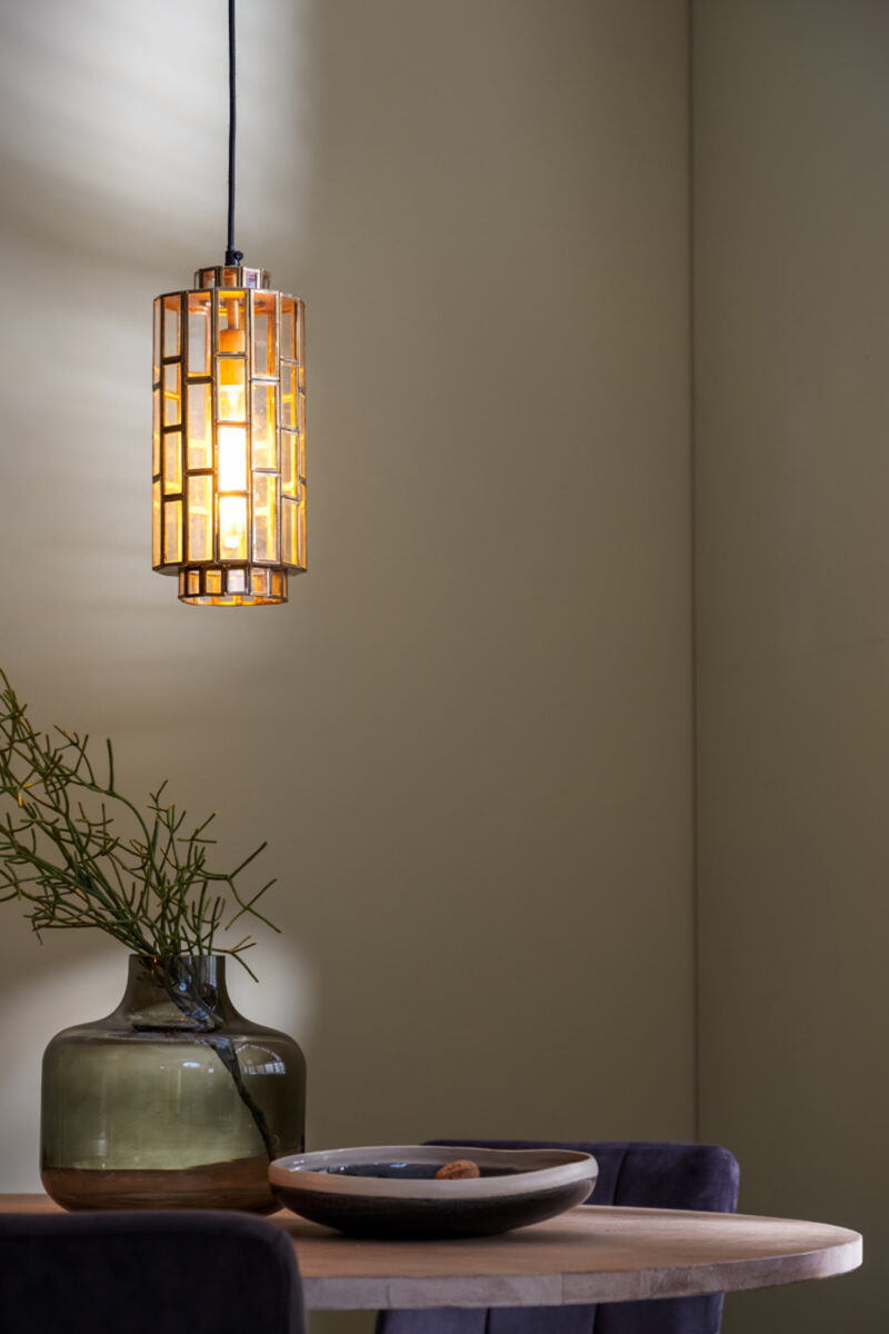 Lámpara colgante dorada con estructura geométrica tipo linterna Light & Living Sostrene - Ø 15 cm - Imagen 4