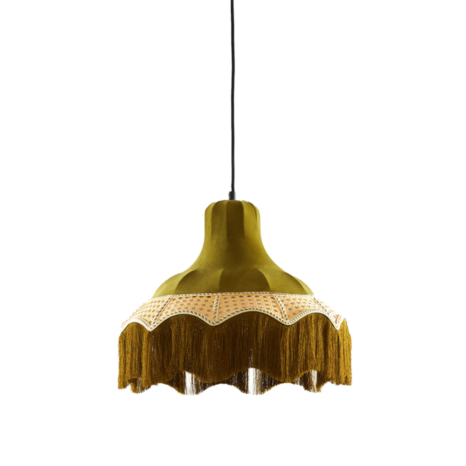 Suspensión de terciopelo suave con borde de flecos decorativos Light & Living Mizia - Ø 40 cm