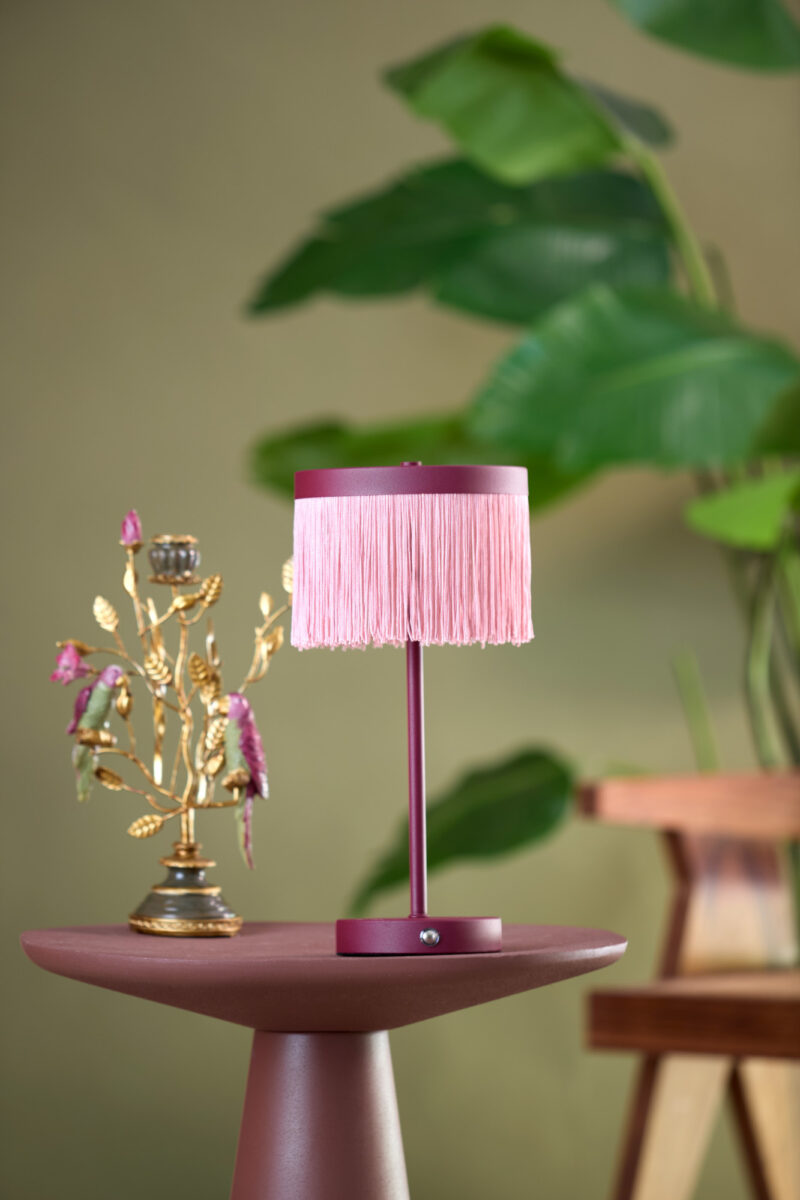 Lámpara de mesa rosa con flecos Light & Living Diny - H. 35 cm - Imagen 4