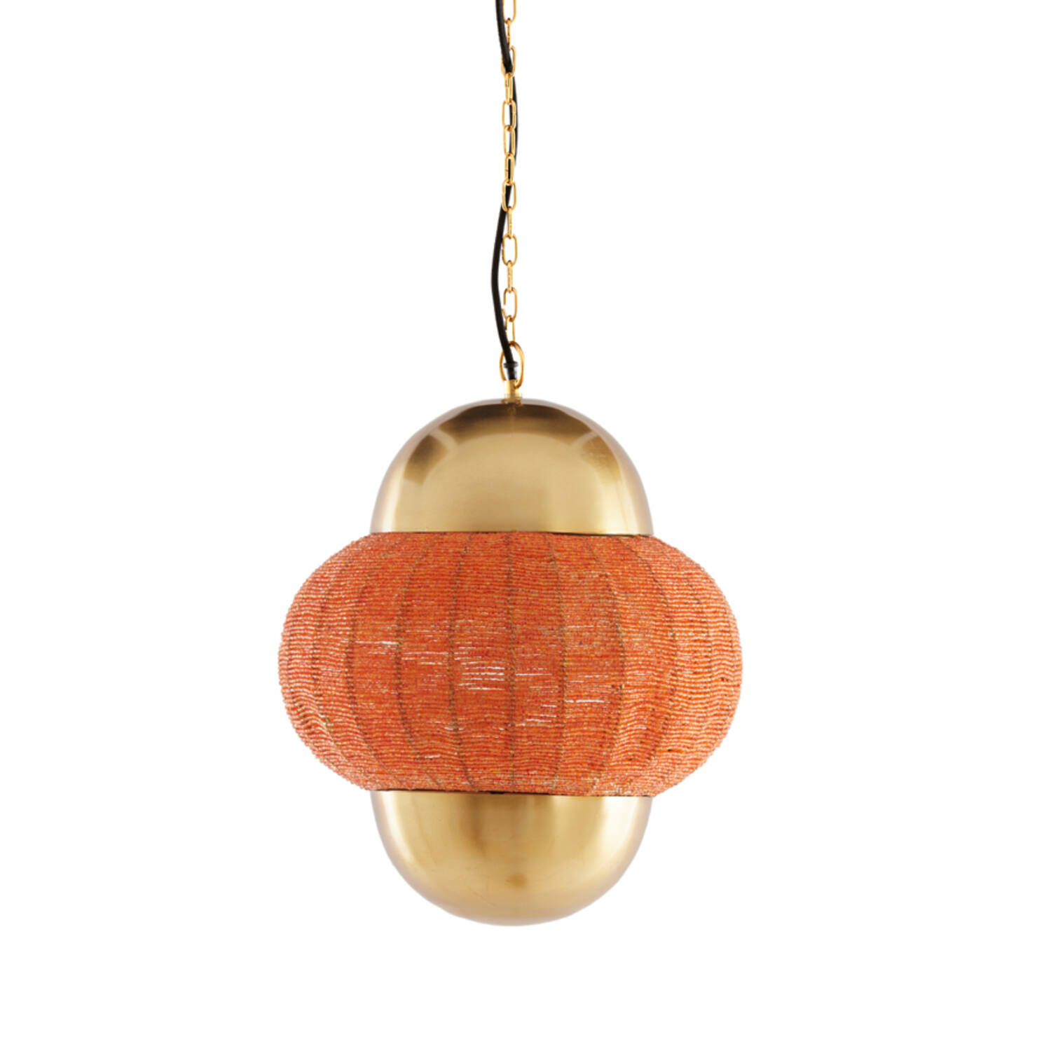 Lámpara dorada con pantalla textil naranja Light & Living Cetara - Ø 33 cm