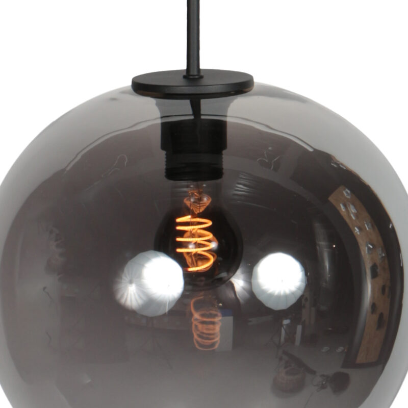 Lámpara colgante con bola negra de vidrio ahumado Mexlite HaloSwap - Ø 30 cm - Imagen 4