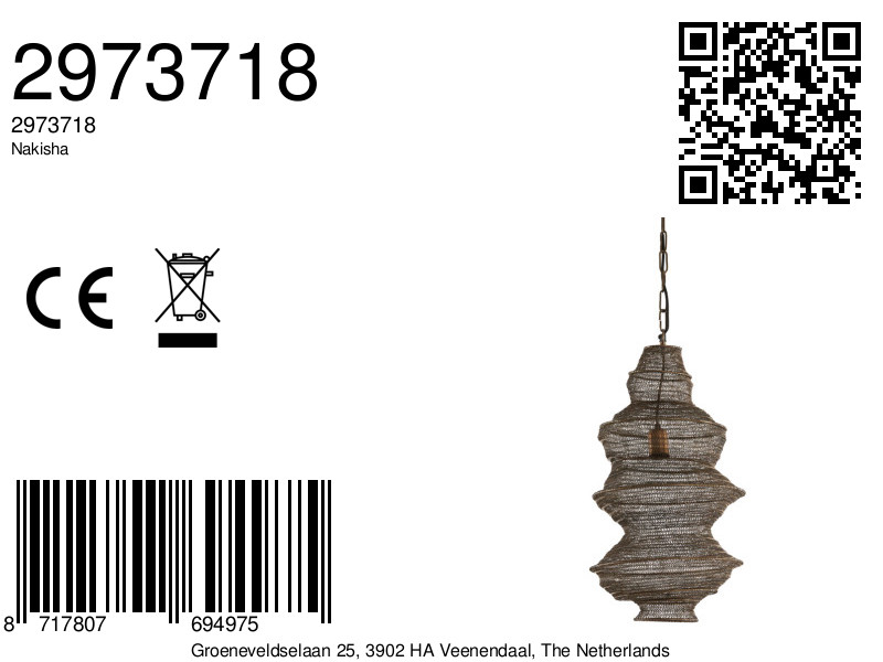 Lámpara colgante trenzada en metal Light & Living Nakisha - Imagen 2