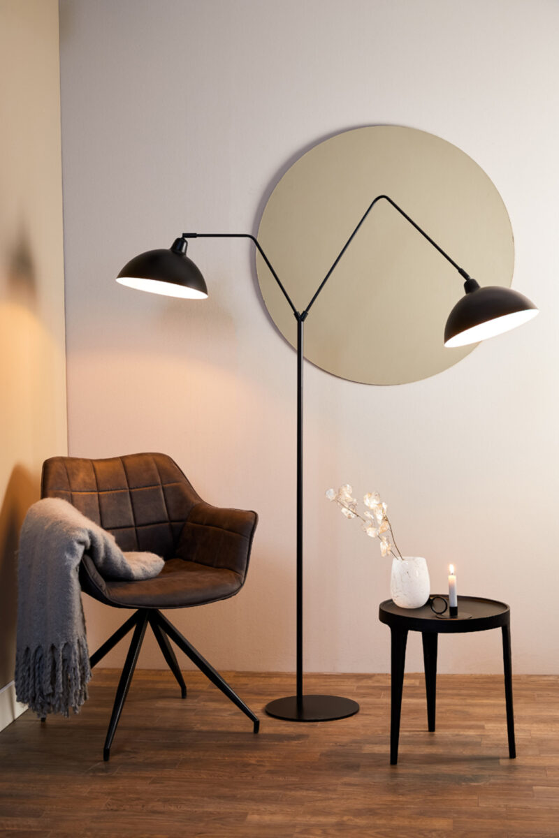 Lámpara de pie doble de metal negro Light & Living Orion – H. 180 cm - Imagen 5