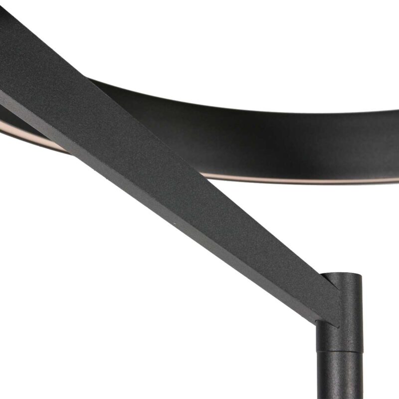 Lámpara de pie de diseño negra con anillo uplight Steinhauer Mykty - Imagen 5