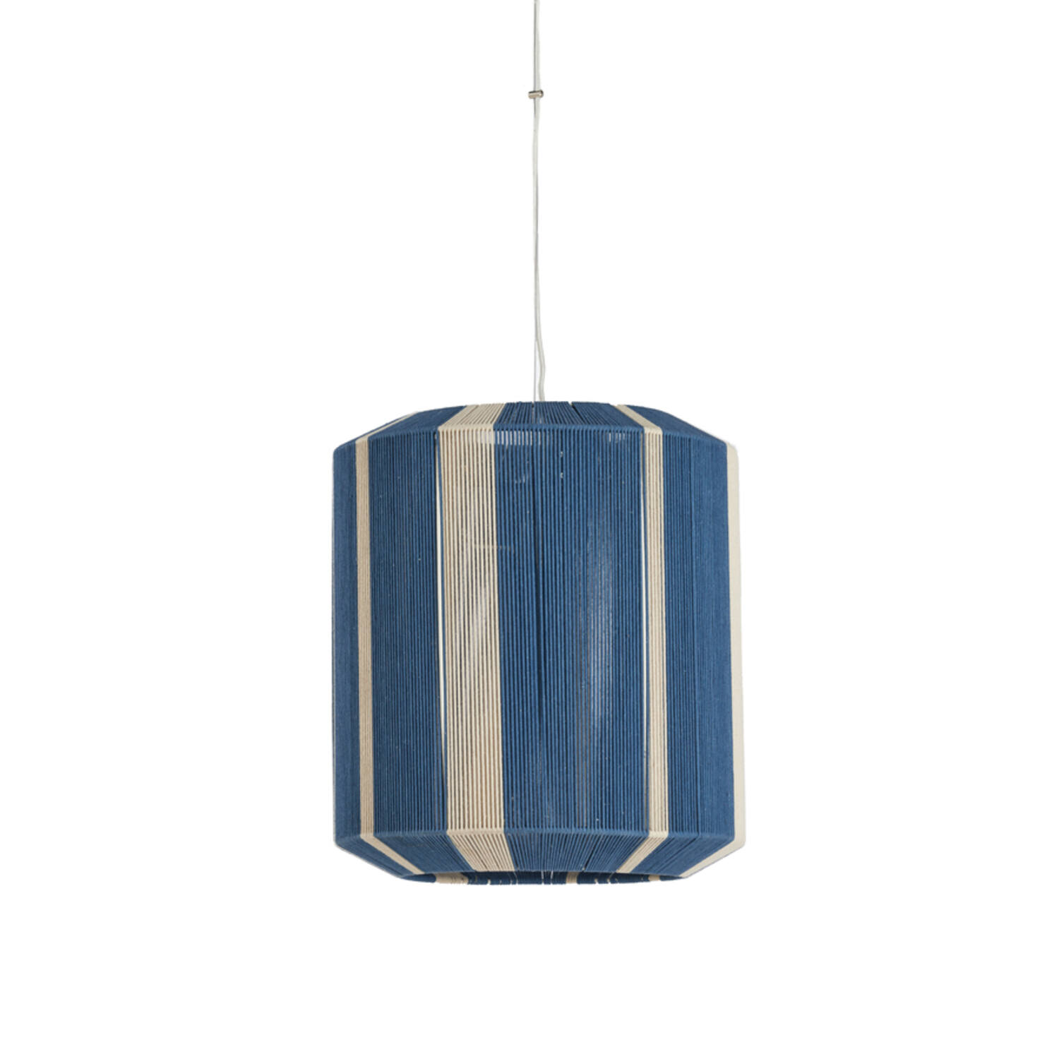 Lámpara colgante azul y blanca con franjas de tela Light & Living Kozana - Ø 48 cm