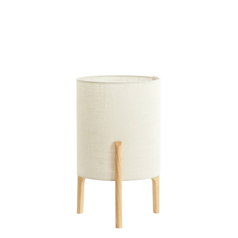 Lámpara de madera con pantalla de tela beige Light & Living Litto – H. 44 cm
