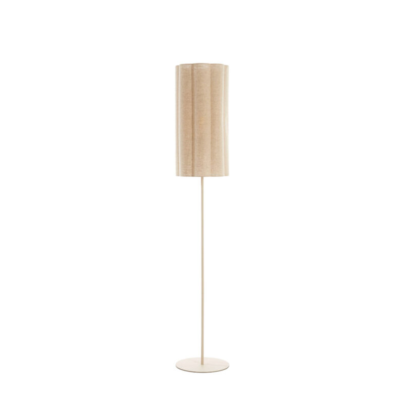 Lámpara de pie cilíndrica de tela beige estilo japandi Light & Living Fringe - H. 165 cm