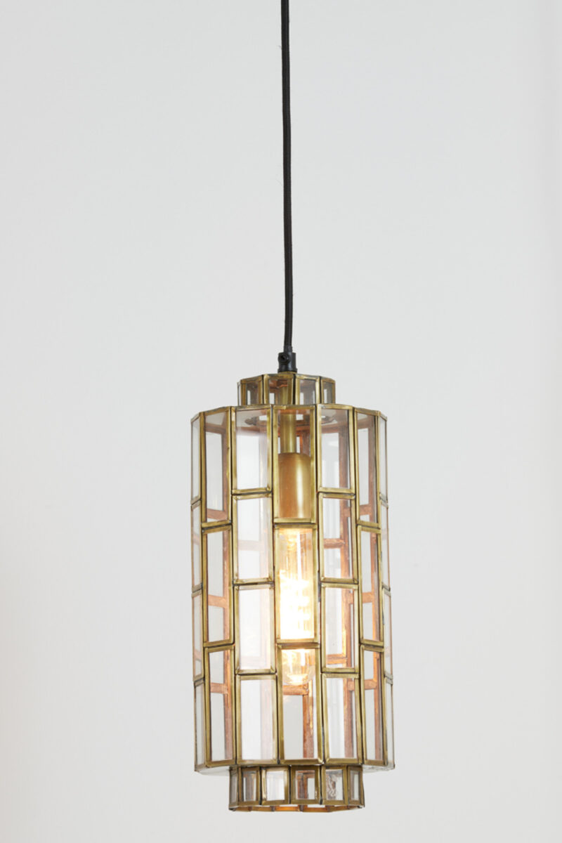 Lámpara colgante dorada con estructura geométrica tipo linterna Light & Living Sostrene - Ø 15 cm - Imagen 3