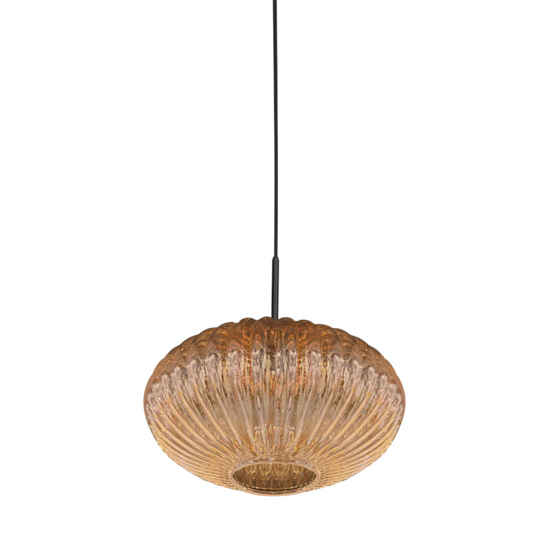 Lámpara colgante ámbar con vidrio estriado clásico Mexlite HaloSwap - Ø 30 cm - Imagen 7