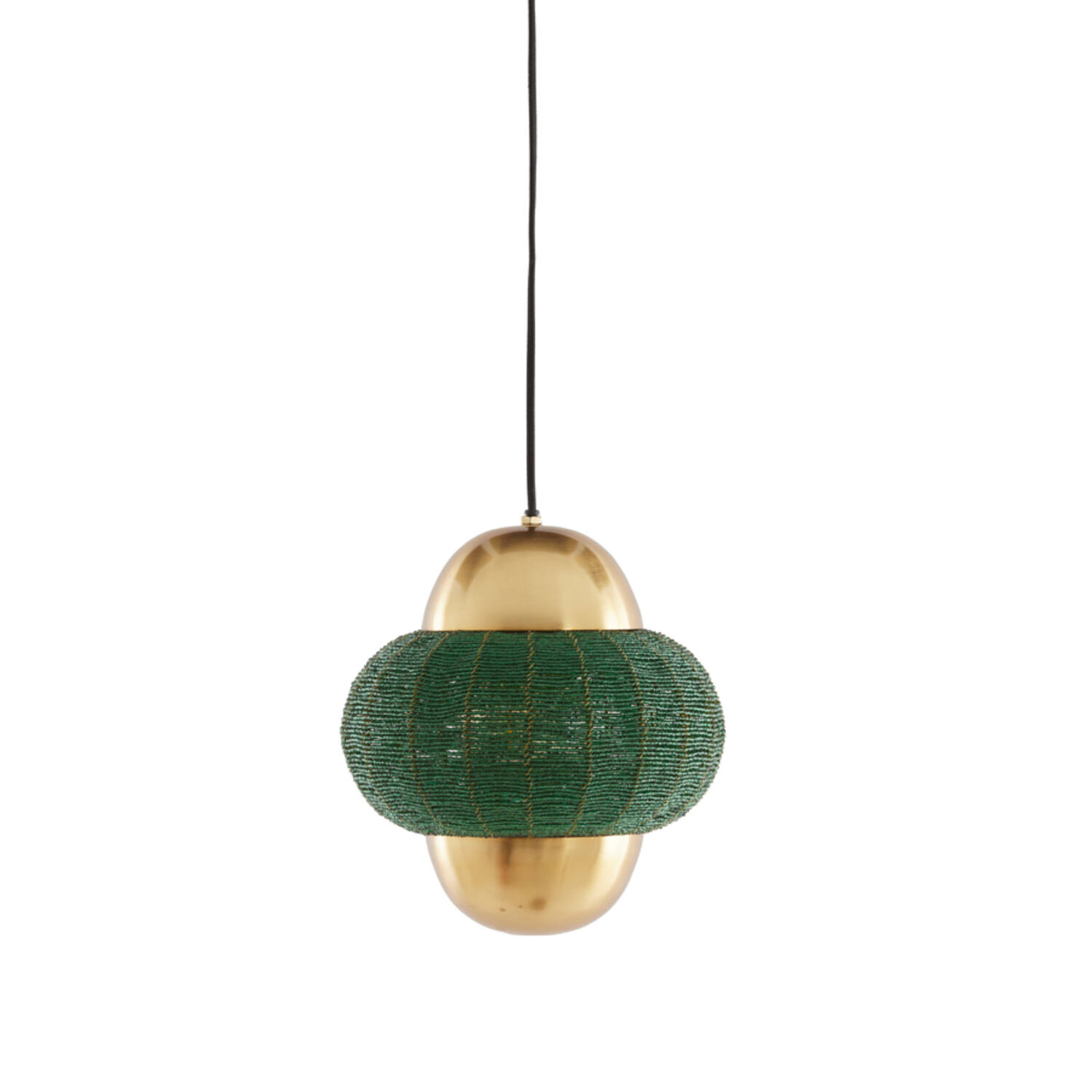 Lámpara verde de tela con acento dorado Light & Living Cetara - Ø 26 cm