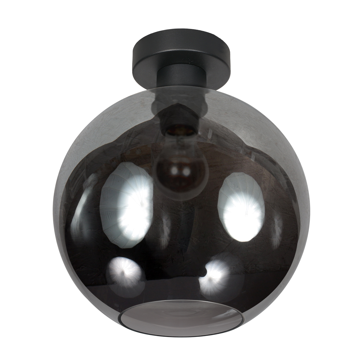 Plafón negro con bola de vidrio ahumado Steinhauer Bloeba - ø 30