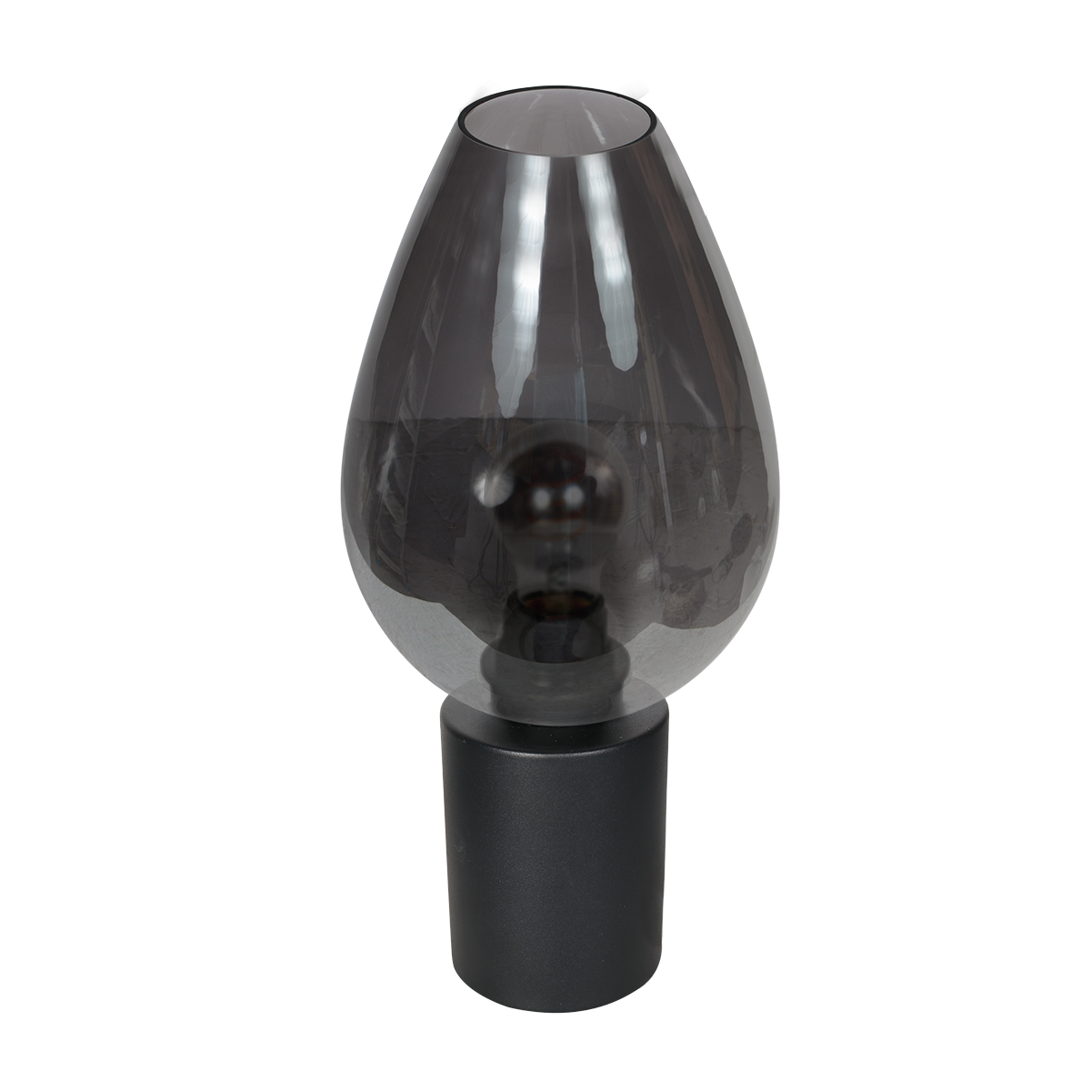 Lámpara de mesa negra con gota de vidrio ahumado Steinhauer Bloeba - ø 22,50