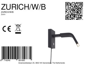it'saboutromi-apliquedepared-zurich-negro-metal-lámparadecabecera-led-zurich/w/b-8a
