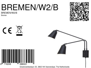 it'saboutromi-apliquedepared-bremen-negro-metal-lámparadecabecera-e27-bremen/w2/b-8a