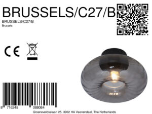 it'saboutromi-plafón-brussels-negro-vidriovidrioahumado-ø27cm-e27-brussels/c27/b-8a