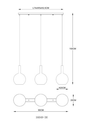 globo-lámparacolgante-marinella-ámbar-vidrio-granlámparadecomedor-e14-16048-3h-1