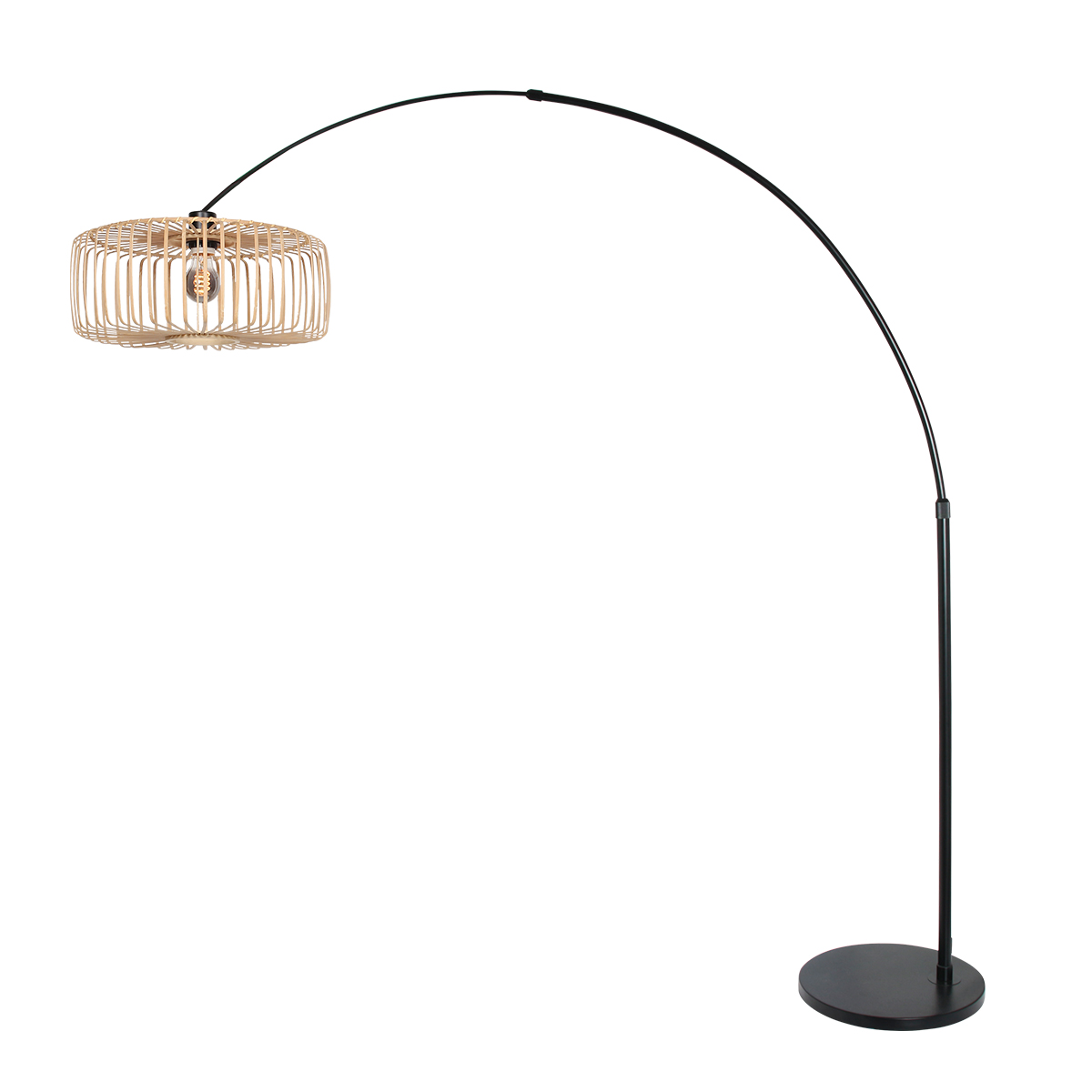 steinhauer-lámparadepie-sparkledlight-naturalnegro-bambúmetal-lámparadearco-e27-4560zw-1