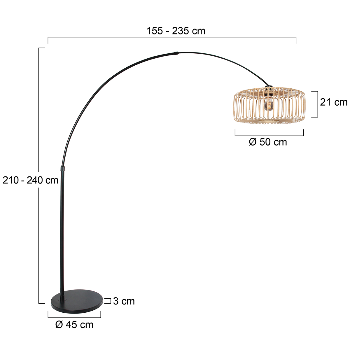 steinhauer-lámparadepie-sparkledlight-naturalnegro-bambúmetal-lámparadearco-e27-4560zw-7