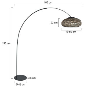 lámparadearconegraconpantalladebambúybaseredondaannelightcurve-7