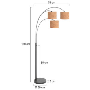 lámparadearconegradetreslucesconpantallasdecorchosteinhauersparkledlight-7