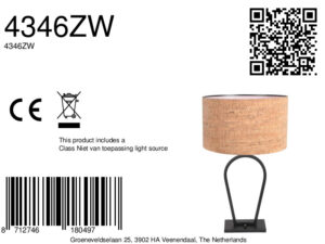 lámparademesaconpantalladecorchoyestructurametálicanegrasteinhauerstang-8a