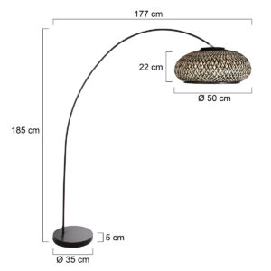 lámparadepieconpantalladebambúybasenegraestilizadamexlitesolva-7