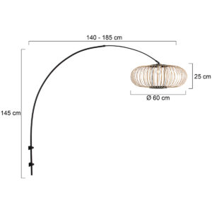 lámparadearcodeparedconpantalladebambúabiertoybrazonegrosteinhauersparkledlight-7