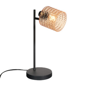 lámparademesanegraconpantalladevidrioámbarmexliteocre-1