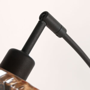 lámparadepienegraconcincopantallasdevidrioribeteadoámbarmexliteocre-11