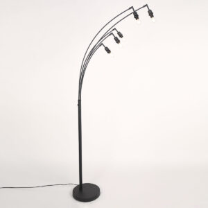 lámparadepienegraconcincopantallasdevidrioribeteadoámbarmexliteocre-18