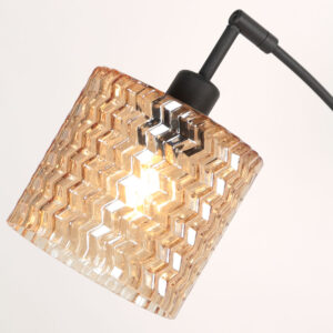 lámparadepienegraconcincopantallasdevidrioribeteadoámbarmexliteocre-4