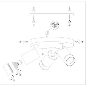 apliquedetechonegrode3lucesconspotsajustablesgu10steinhauerdownlume-9