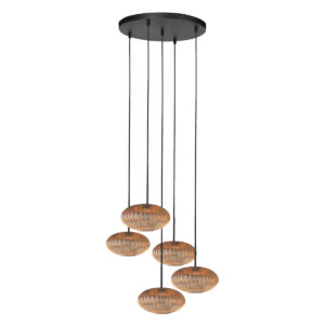 lámparacolgante5lucesnegroconcristalámbarmexliteaurelio-1