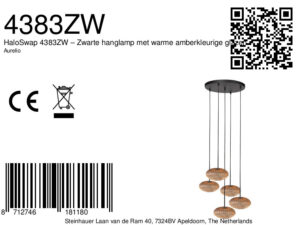lámparacolgante5lucesnegroconcristalámbarmexliteaurelio-8a