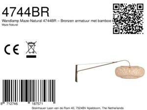 lámparadeparedajustablebronceconpantalladebambústeinhauermazenatural-8a