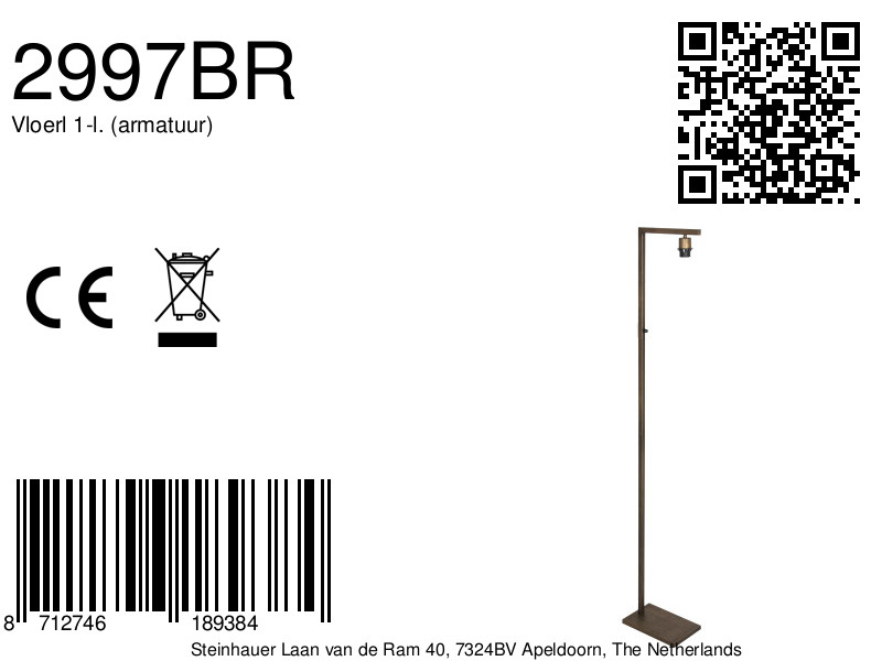 lámparadesuelodebroncesteinhauersinpantallae27-8a