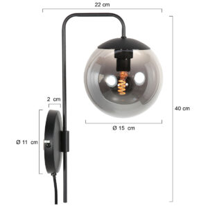 steinhauer-apliquedepared-bollique-negro-vidriometal-lámparadecabecera-e14-4609zw-7