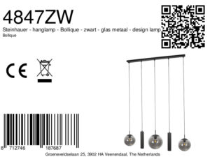 steinhauer-lámparacolgante-bollique-negro-vidriometal-lámparadediseño-e27-4847zw-8a
