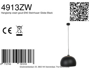 lámparacolgantedoradanegraø40steinhauerglobeblack-8a