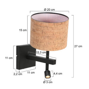 lámparadeparednegraconpantalladecorchobeigeylámparadelecturasteinhauerstang-7