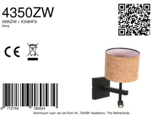 lámparadeparednegraconpantalladecorchobeigeylámparadelecturasteinhauerstang-8a