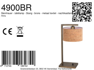 steinhauer-lámparademesa-stang-bronce-metaltextil-lámparadenoche-e27-4900br-8a