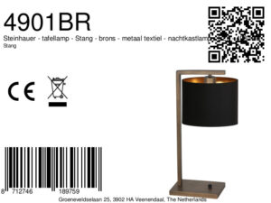 steinhauer-lámparademesa-stang-bronce-metaltextil-lámparadenoche-e27-4901br-8a