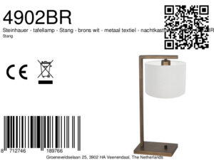 steinhauer-lámparademesa-stang-bronceblanco-metaltextil-lámparadenoche-e27-4902br-8a